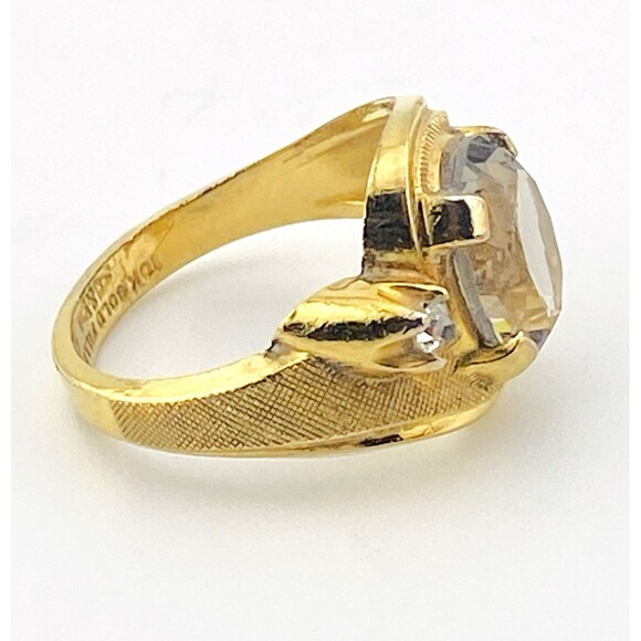 Vintage 10k Gold Filled Ring Solitaire w Accents Lavender Size 5 Signed - Picture 5 of 6